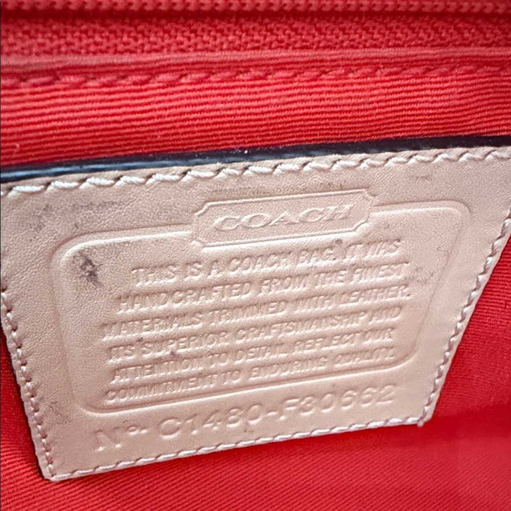 Coach Navy and Red Stripe Satchel Nancy signature - Picture 9 of 10